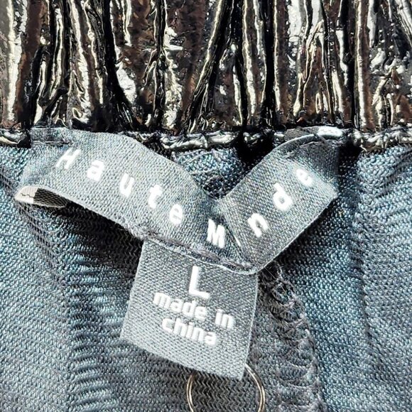 Shiny Black Faux Leather High-Waisted Shorts With Button Details Size L - Picture 3 of 8